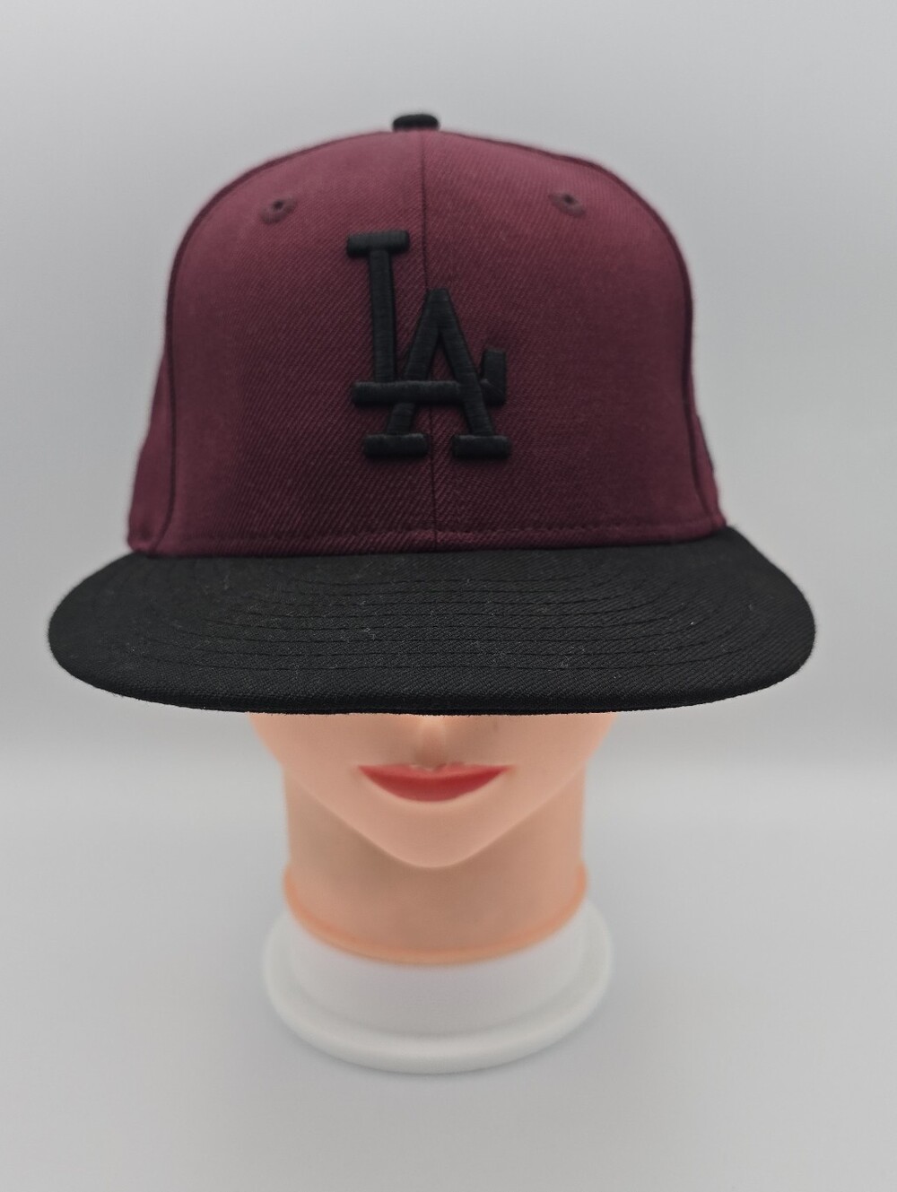 New Era 59Fifty Los Angeles Dodgers Maroon Black Fitted Hat Size 7 1/8